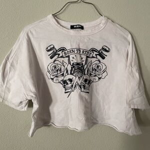 Born to Ride Women’s Graphic Crop Top - White